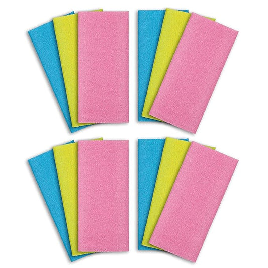 ARCH&M Exfoliating Washcloth 12 Pack Back Scrubber for Shower Towel Body Scrubber Microabrasion Net Sponge Japanese Beauty Washcloth Bath Wash Korean Wash Cloth Korean Loofah Scrub