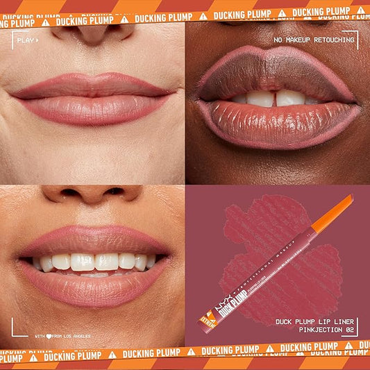 NYX PROFESSIONAL MAKEUP Duck Plump Plumping Lip Liner, Matte Pencil With Up To 10HR Wear, Pinkjection (Pink Lip Liner)
