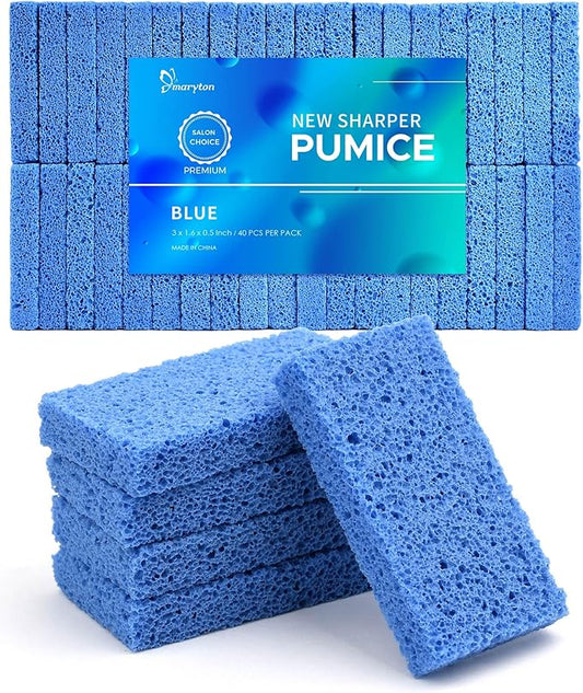 Maryton New Sharper Pumice, Professional Pedicure Tools Foot Scrubber Salon Disposable Pumice Stone Callus Remover for Feet, 40Pcs (Blue)