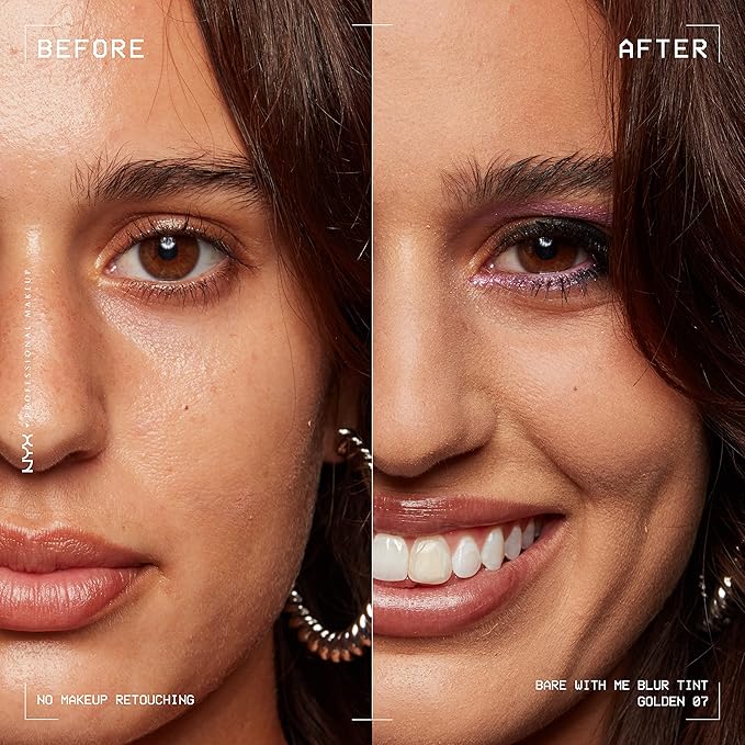 NYX PROFESSIONAL MAKEUP Bare With Me Blur Skin Tint Foundation Make Up with Matcha, Glycerin & Niacinamide - Golden