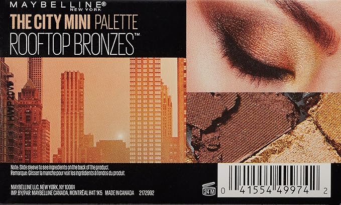 Maybelline New York Makeup The City Mini Eyeshadow Palette, Rooftop Bronzes Neutral Eyeshadow, 0.14 oz