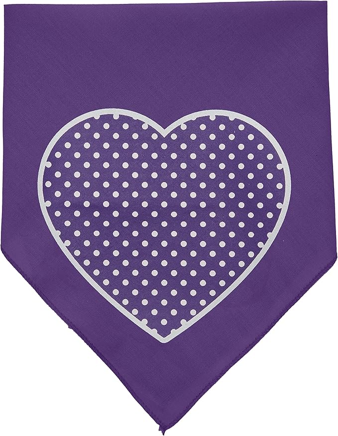Mirage Pet Products Purple Swiss Dot Heart Screen Print Bandana for Pets, Small, Purple