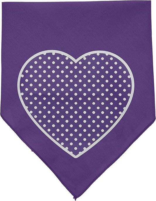 Mirage Pet Products Purple Swiss Dot Heart Screen Print Bandana for Pets, Small, Purple