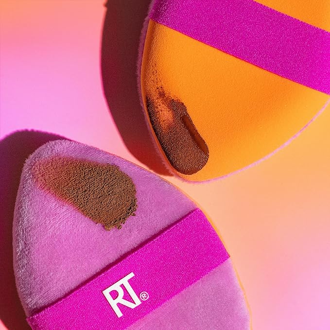 Real Techniques Miracle Complexion Sponge + Miracle 2-In-1 Powder Puff, Makeup Blending Sponge & Dual-Sided Powder Puff, For Liquids, Creams, & Powders, Vegan & Latex-Free, 2 Count