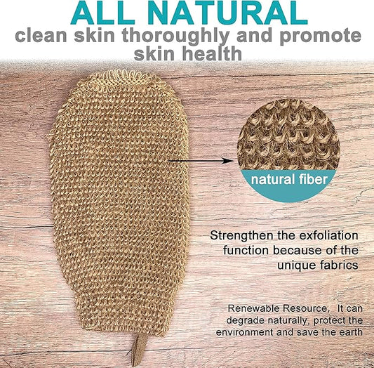 4 Pack 100% Natural Exfoliating Hemp Glove Mitt Mitten - Bath Sponge Scrubber Remove Dead Skin - Deep Clean & Invigorate Your Skin - Machine Wash and Dry - Double Sided Available